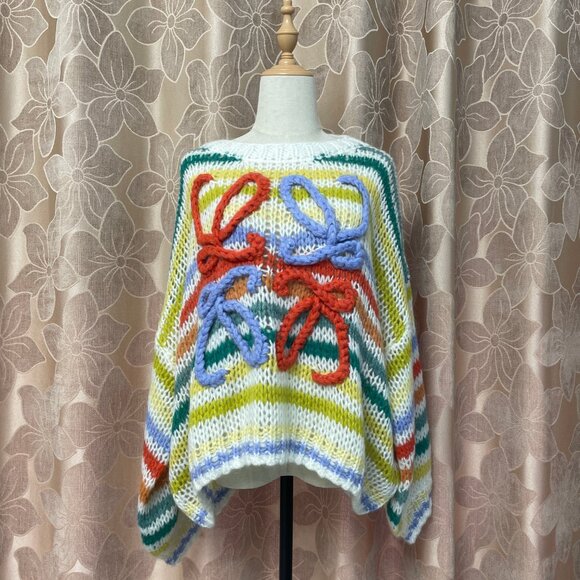 Anagram-Embroidered Stripe Mohair Sweater - Picture 2 of 11